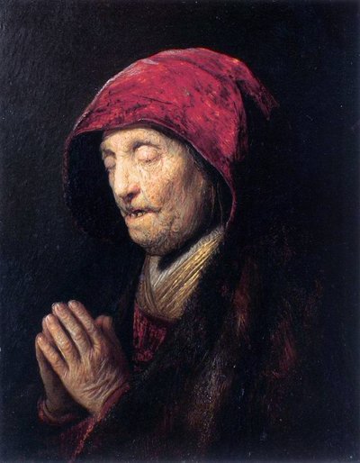 Alte Frau beim Beten von Rembrandt van Rijn